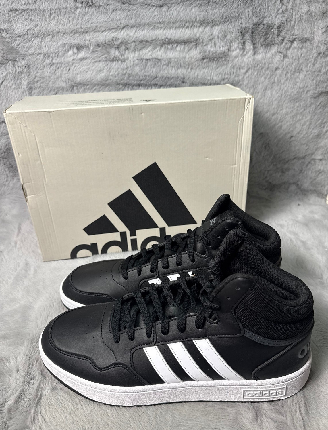 Adidas Hoops 3.0 Mid Classic Vintage Men’s Shoes 12 Core Black-Cloud White