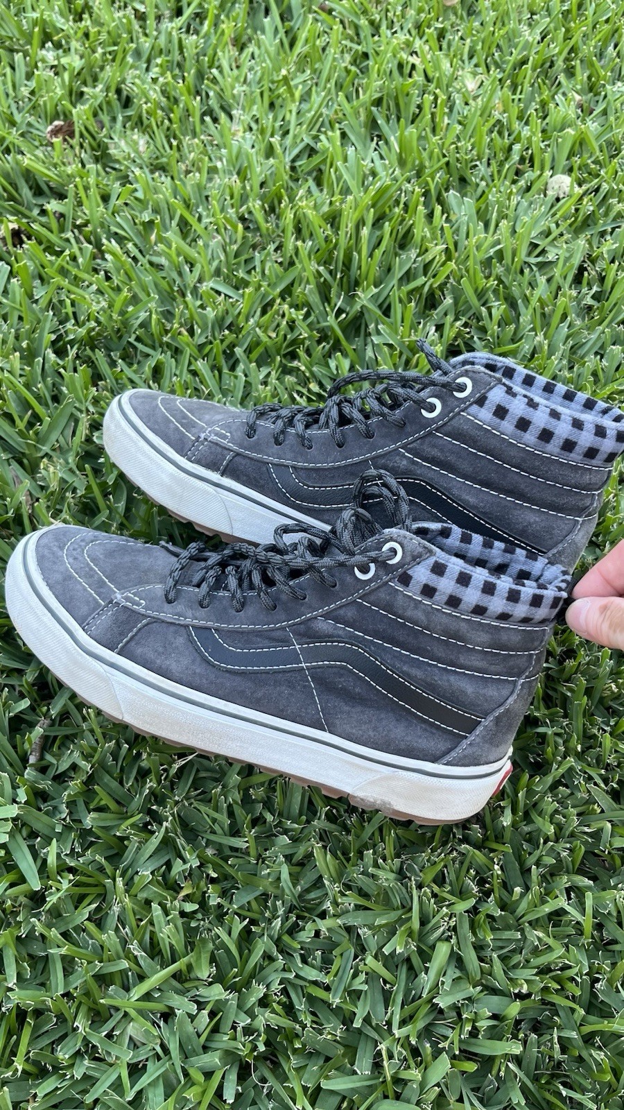 VANS Mens Size 8 Classic SK8-Hi MTE-1 Suede Leather Sneaker Shoes Plaid Grey