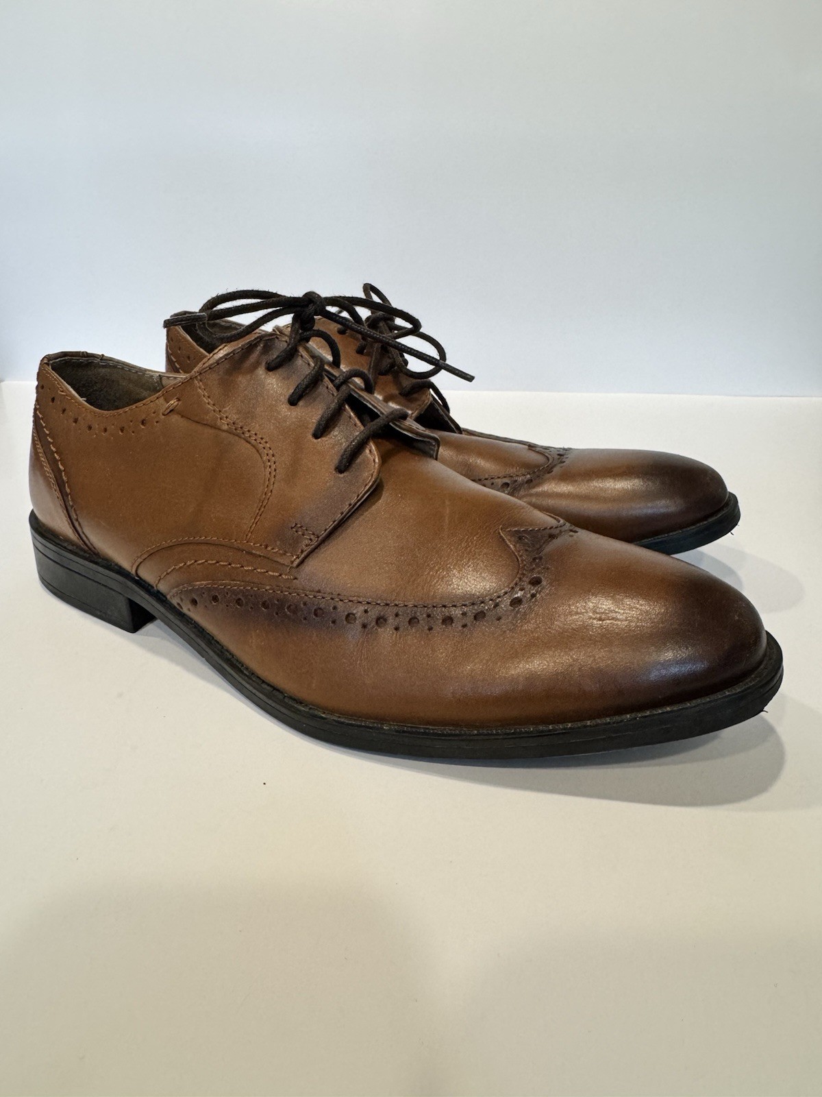 Stacy Adams Mens 10M Shoes Cognac Garrison Wingtip Leather Oxford Shoes