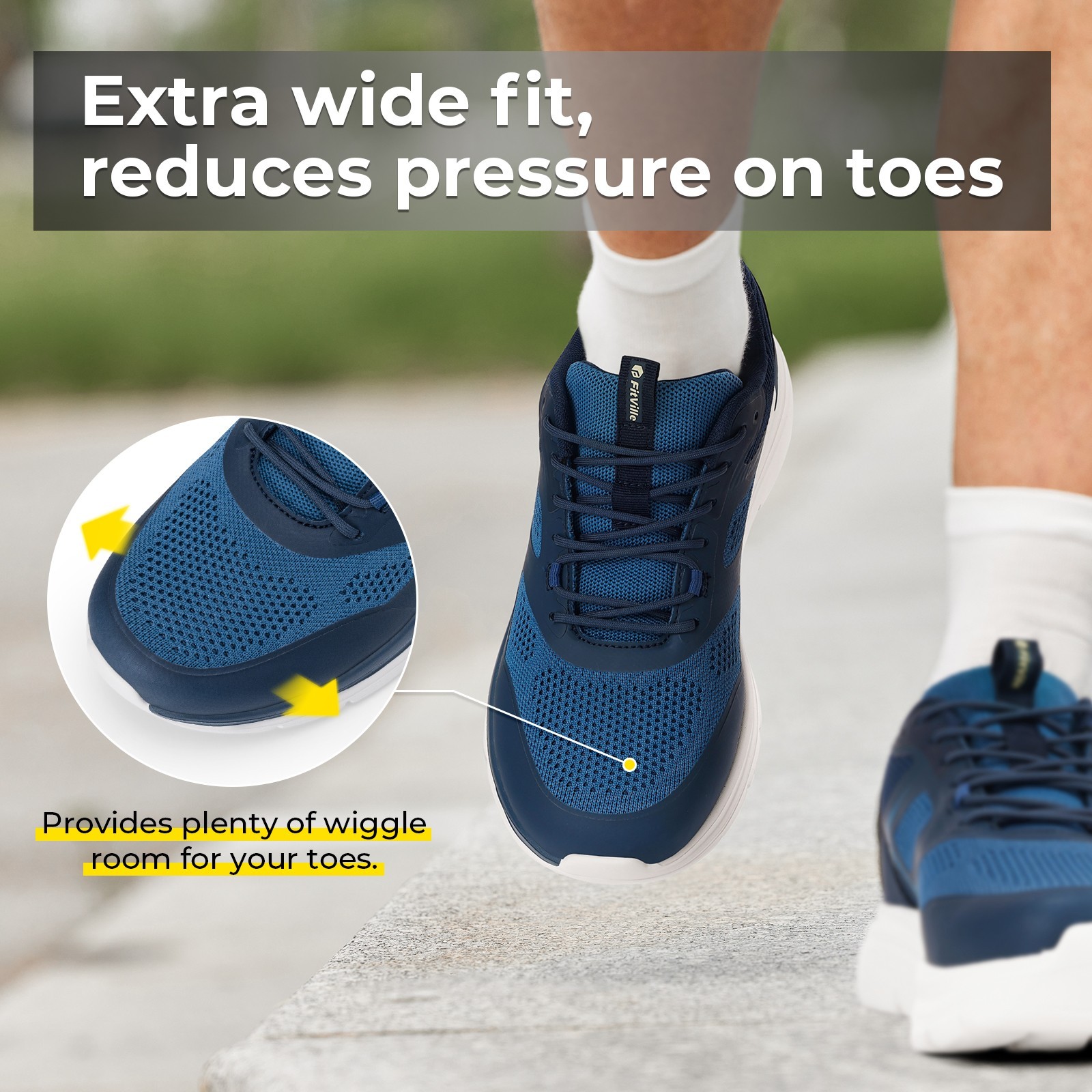 FitVille Mens Walking Shoes Breathable Cushioned Sneakers Comfort Wide Toe Box