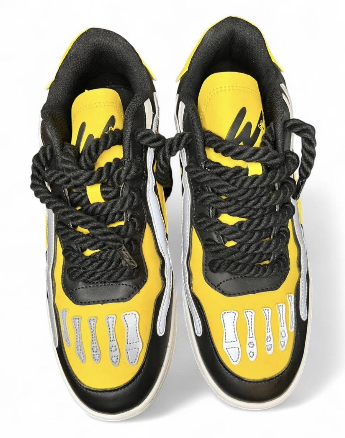 RARE Watson Men’s Bones Low-Top Lace-Up Athletic Sneakers Yellow Black White 12