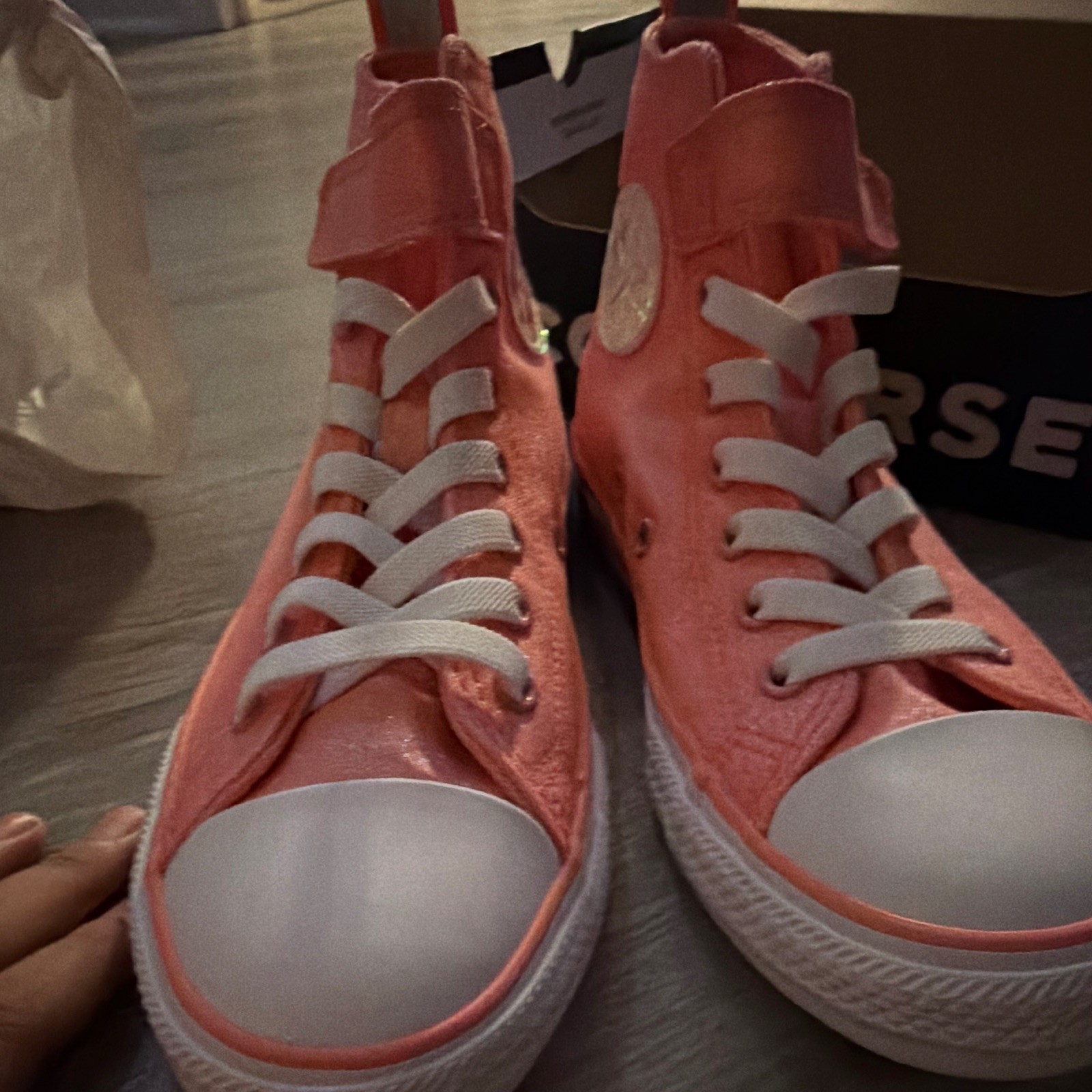 Converse Chuck Taylor All Star High Top Pink/White Lace-Up Hook & Loop New
