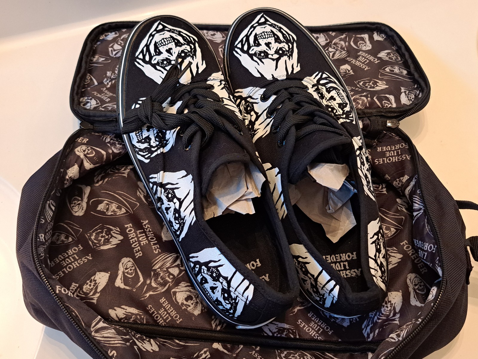 ALF Grim Reaper Skull Canvas Sneakers with Dust Bag