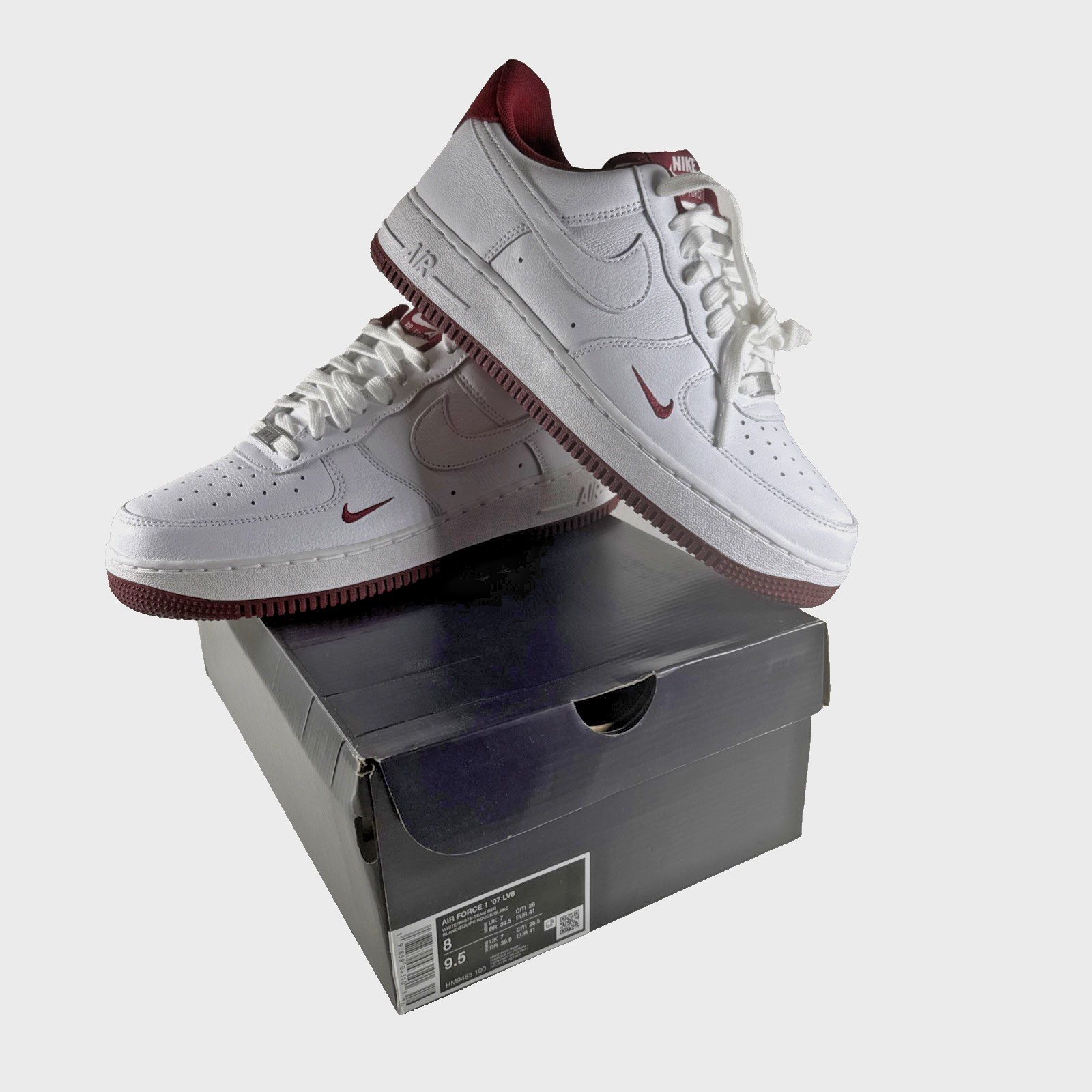 NEW Nike Air Force 1 ’07 LV8 White Team Red Sneakers HM9483-100 Mens Sz 8