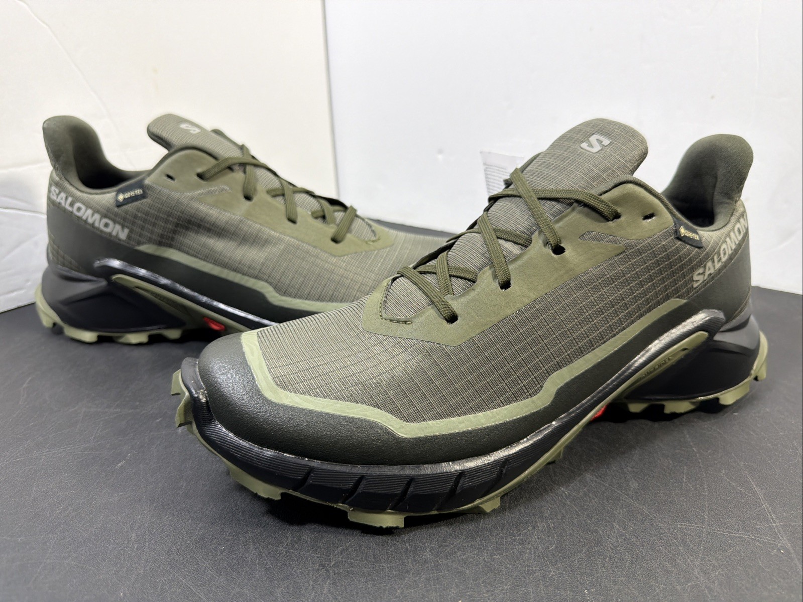 Salomon Alphacross 5 GTX -SIZE 9.5 Olive Night Black Deep Lichen Gore-Tex 473103