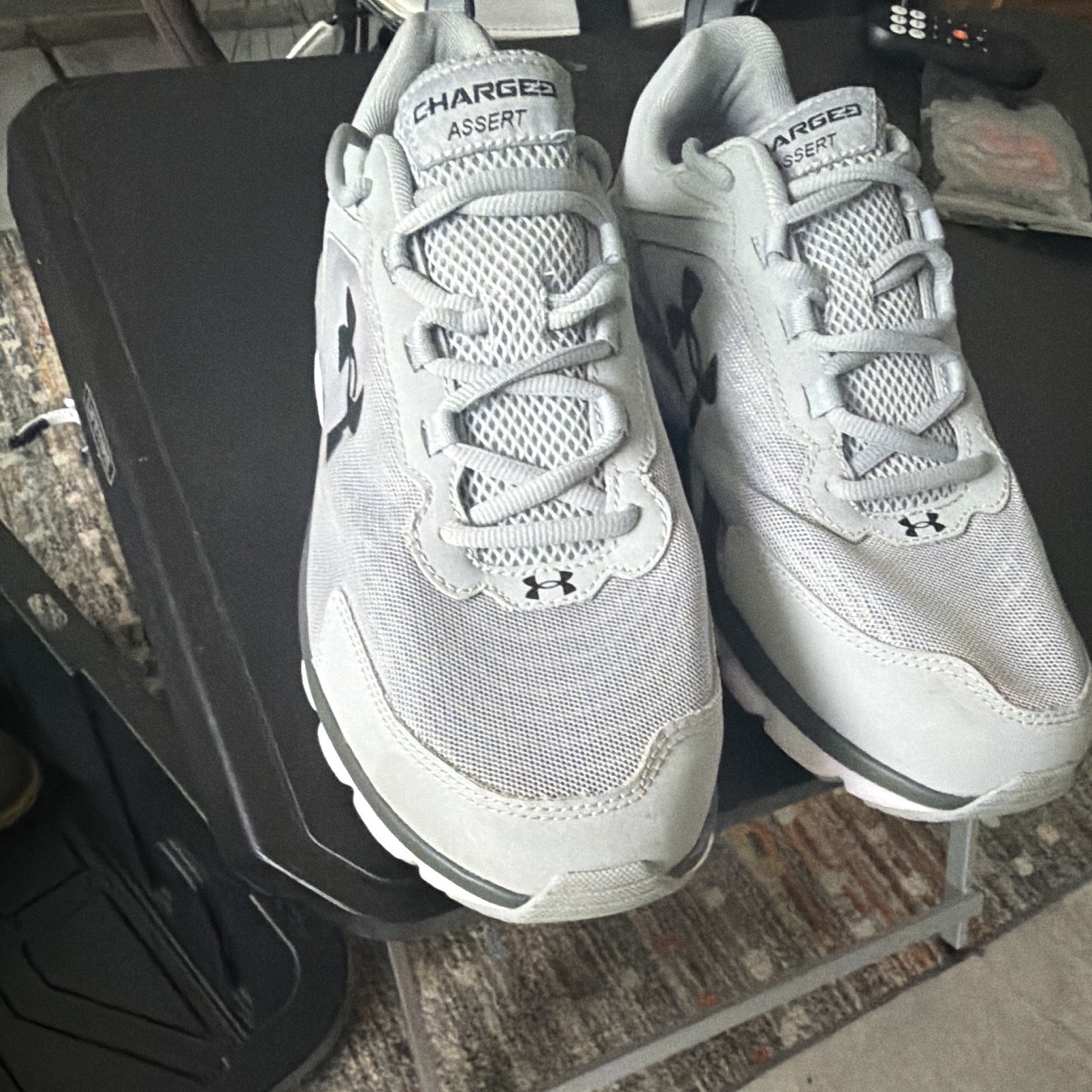 Under Armour Charged Assert Men’s Gray Low Top Mesh Lace-Up Athletic Sneakers