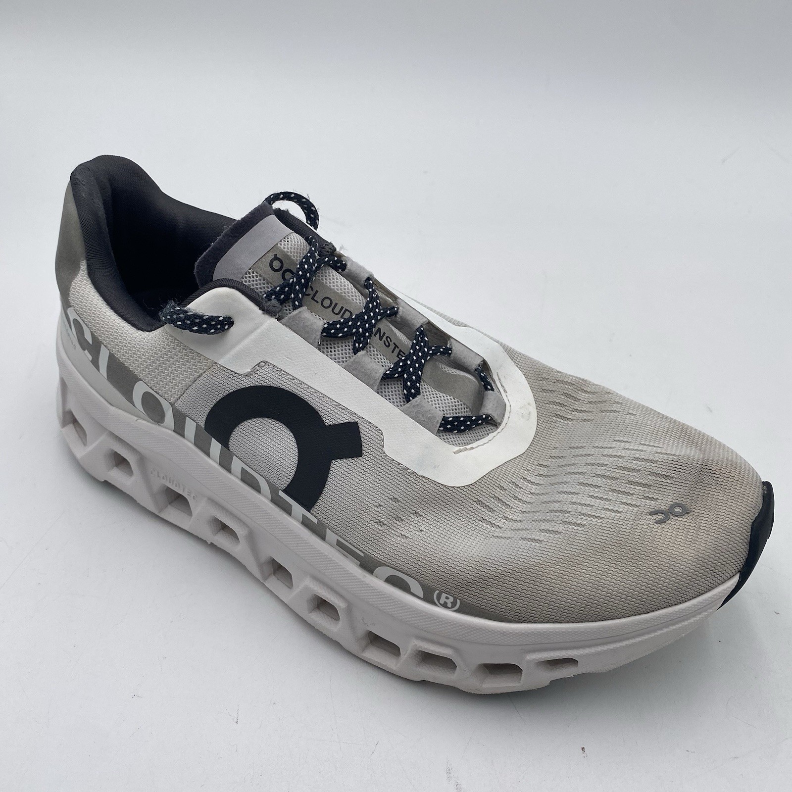 On Cloudmonster Shoes Men Sz 7.5 Running White Black CloudTec Sneakers SEE PICS