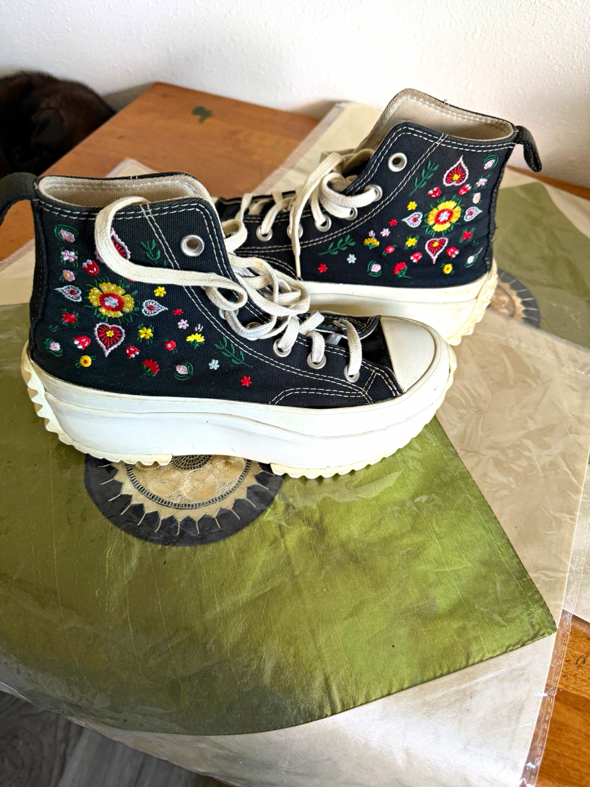 Converse Chuck Taylor All Star High Top Platform Floral Black Canvas Sneakers